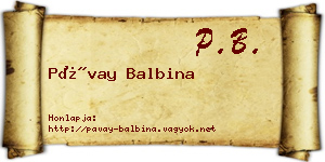 Pávay Balbina névjegykártya